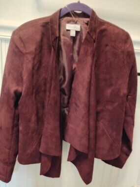 Fashion Bug suede like shrug-jacket plum EUC               size SMALL